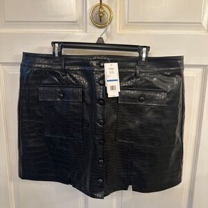 Sam Edelman Black Croc-Pattern Mini Skirt